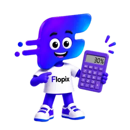 Mascotte Flopix calculant les 30% de commission du parrain